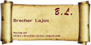Brecher Lajos névjegykártya